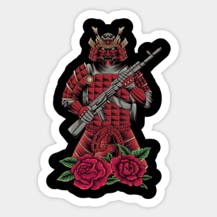 Samurai holding rifle illustration Sticker